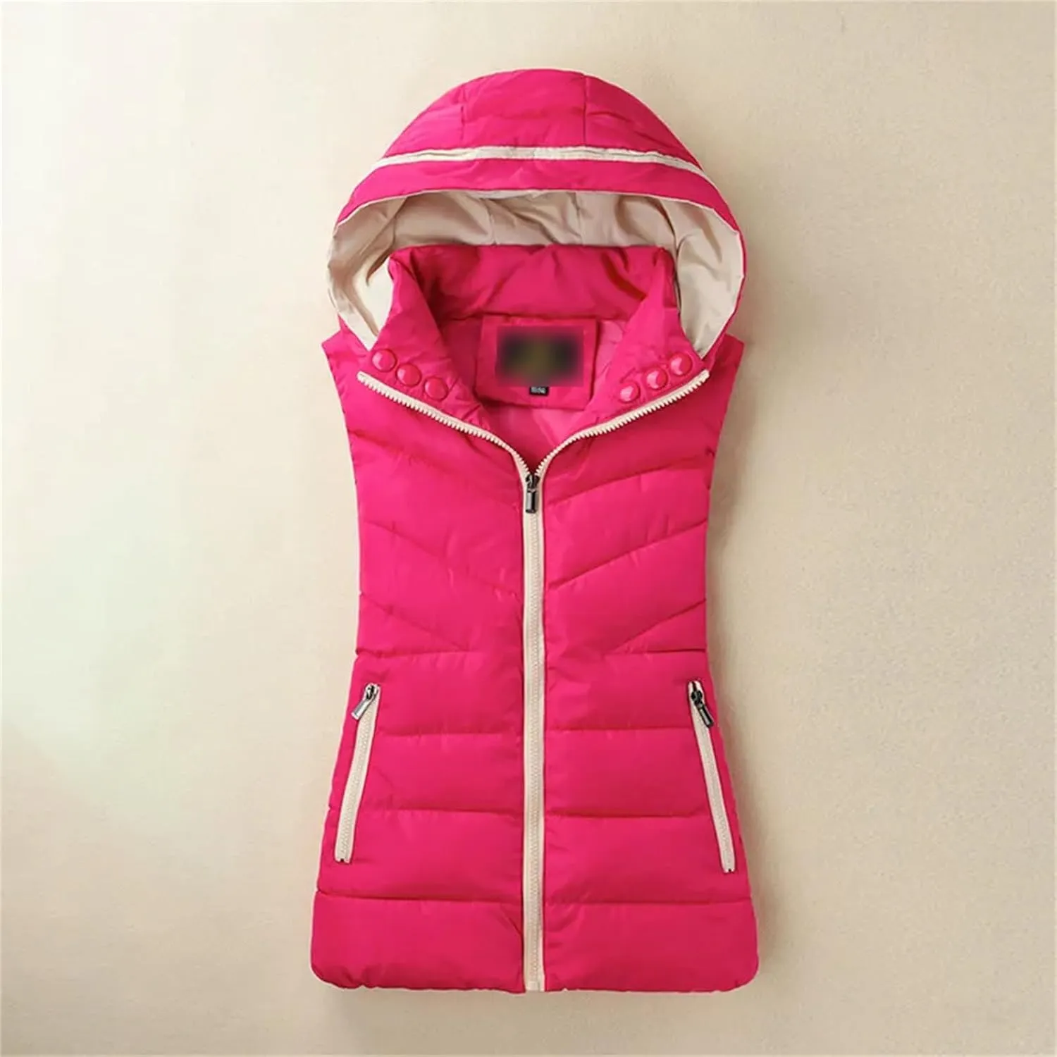 Winter Sleeveless Zipper Cotton-Padded Vest Women Casual Hooded Thick Warm Waistcoat All-Match Loose Jacket Outwear