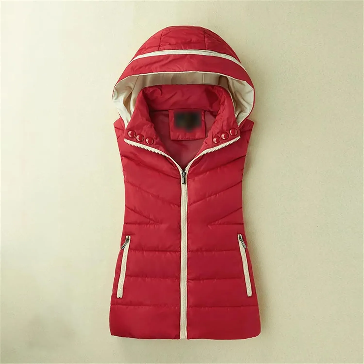 Winter Sleeveless Zipper Cotton-Padded Vest Women Casual Hooded Thick Warm Waistcoat All-Match Loose Jacket Outwear