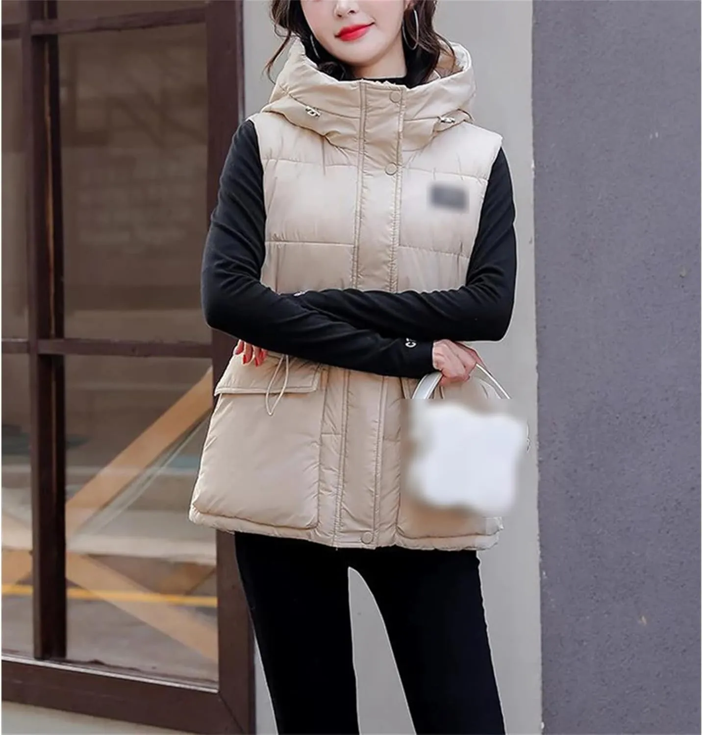 Winter Womens Hooded Sleeveless Thicken Cotton Padded Vest Women Coats Casual Loose Outwear