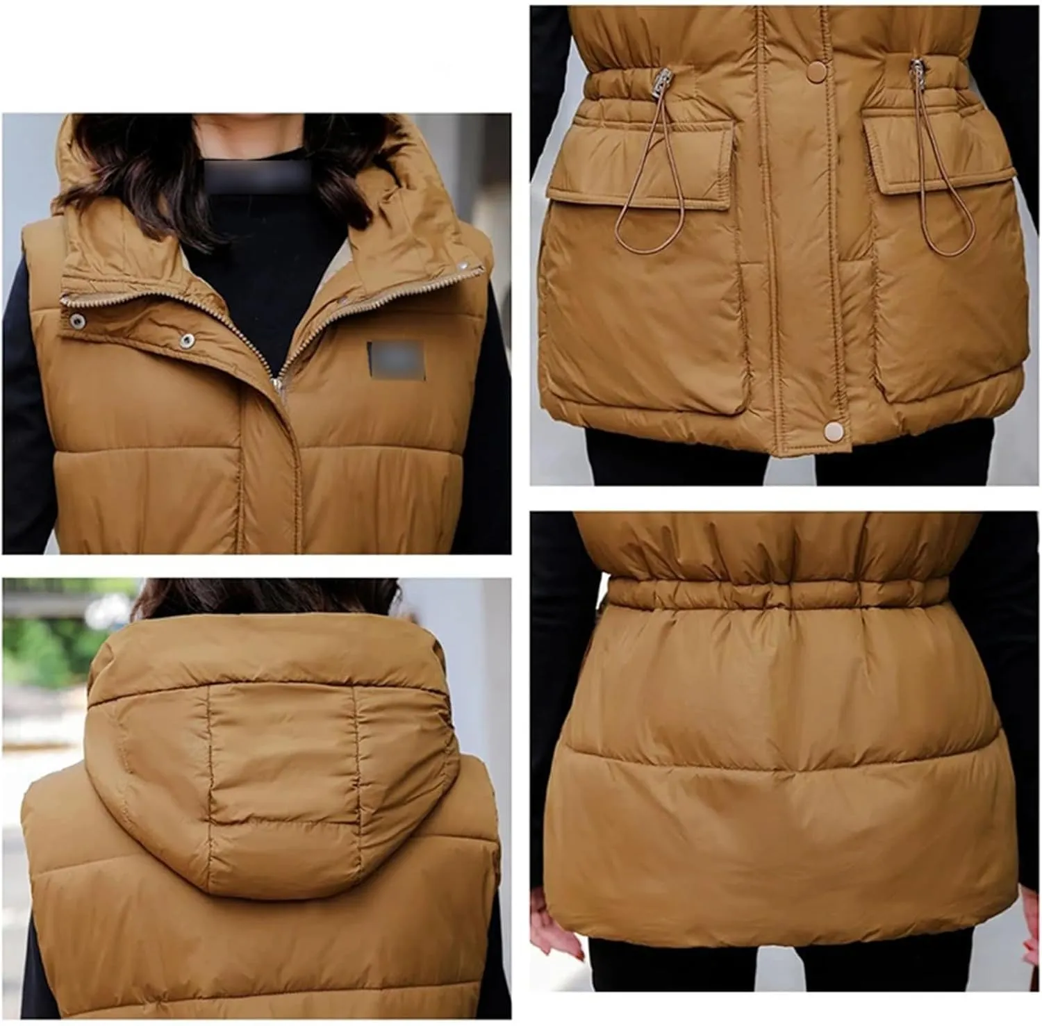 Winter Womens Hooded Sleeveless Thicken Cotton Padded Vest Women Coats Casual Loose Outwear