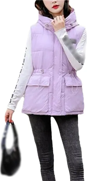 Winter Womens Hooded Sleeveless Thicken Cotton Padded Vest Women Coats Casual Loose Outwear