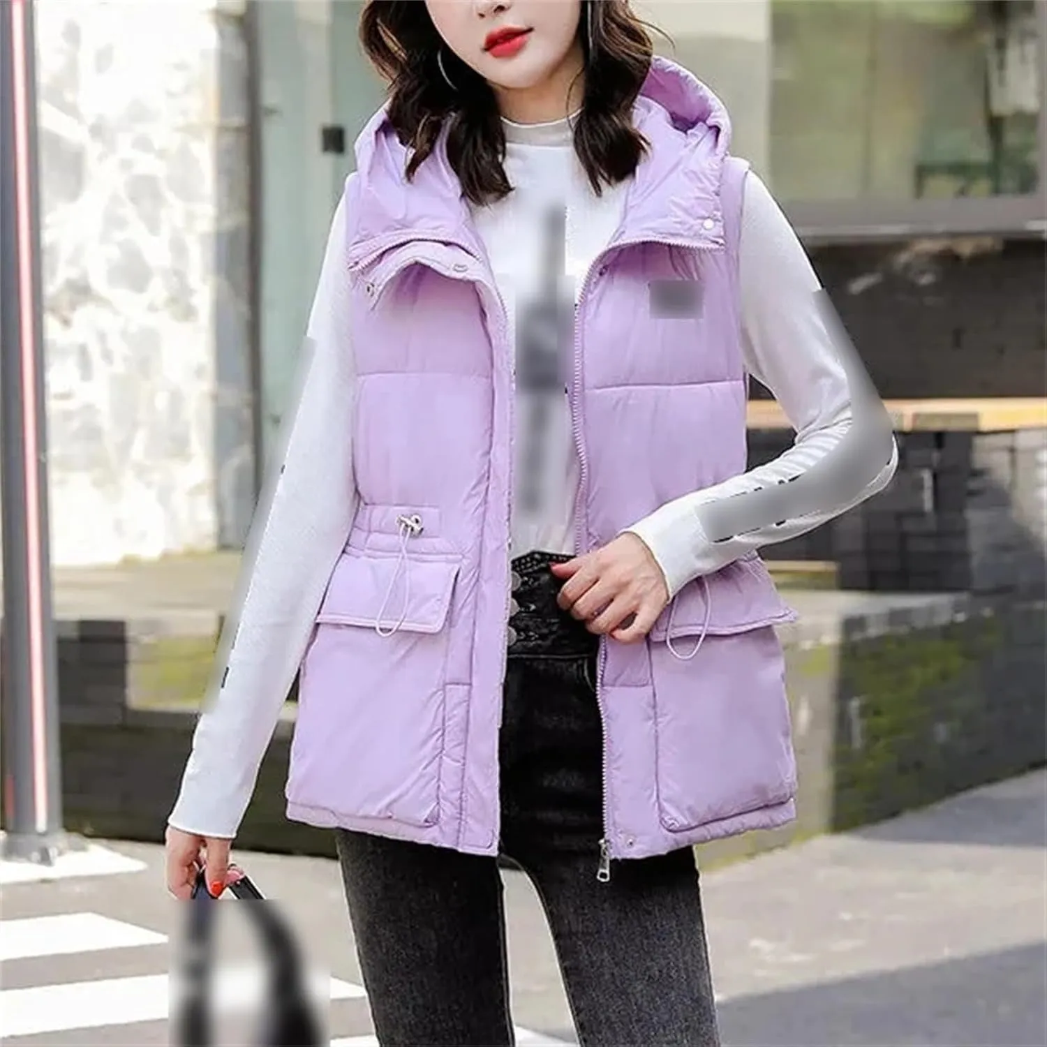 Winter Womens Hooded Sleeveless Thicken Cotton Padded Vest Women Coats Casual Loose Outwear