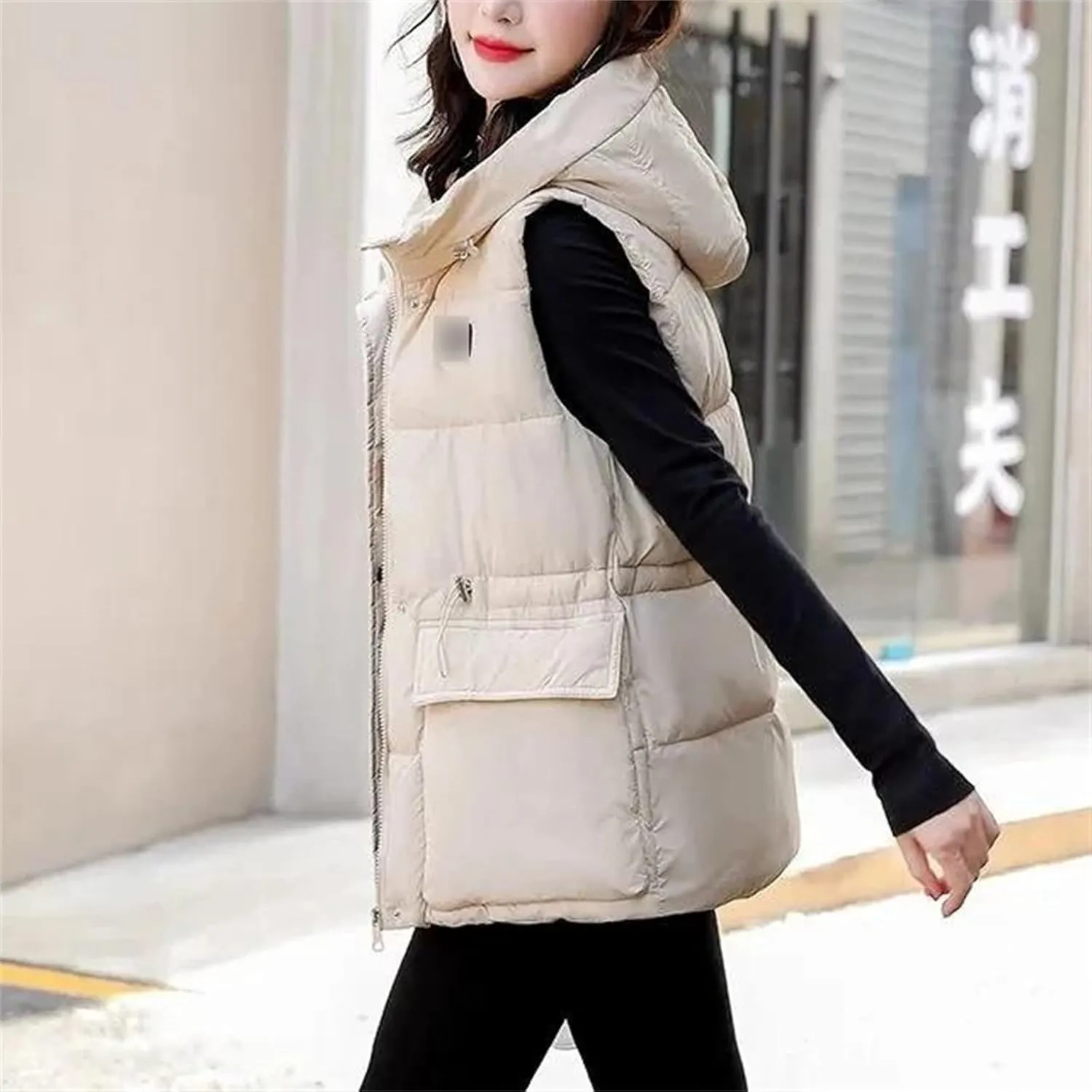 Winter Womens Hooded Sleeveless Thicken Cotton Padded Vest Women Coats Casual Loose Outwear
