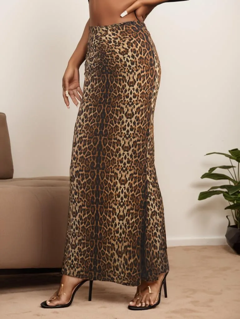 Women Fall Skirt High Elastic Waist Ruched Y2k Bodycon Long Maxi Fishtail Skirts 2024 for Casual Party