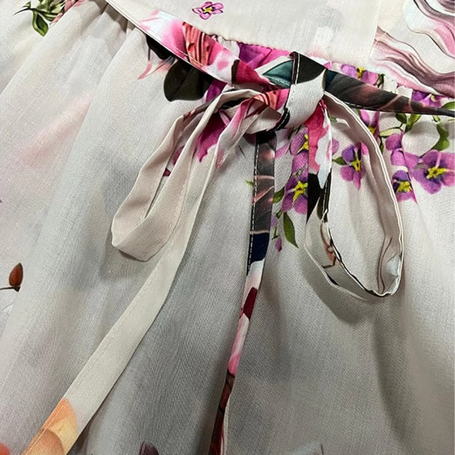 Women Retro Boho Floral Print Cotton Linen Dress Lapel Button 3/4 Sleeve Casual Midi Shirt Dresses Summer Pleated Dress