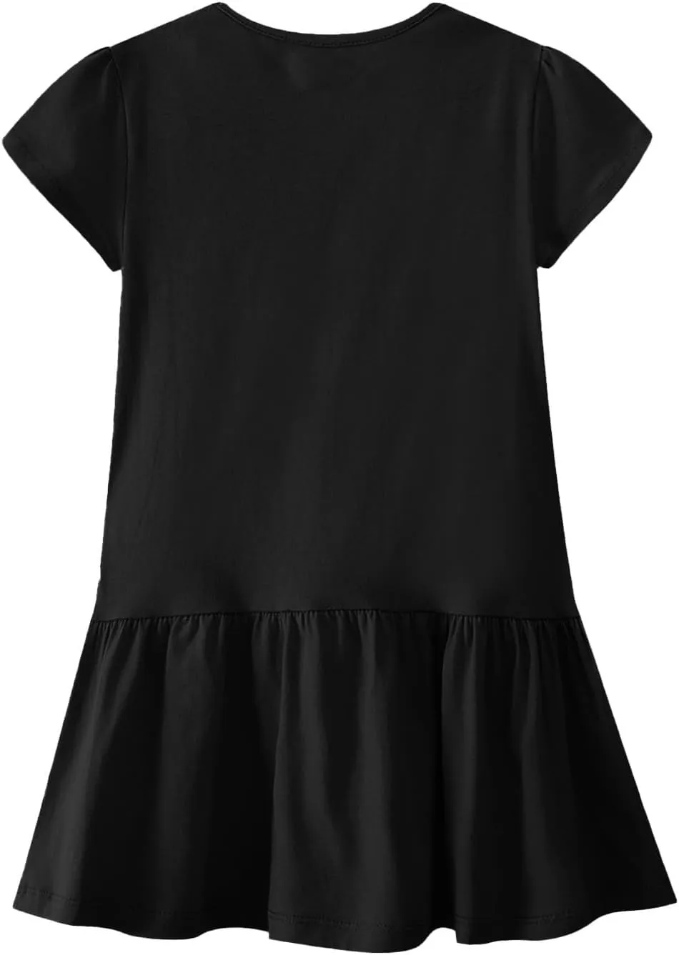 Women Summer Casual Dresses Ruffle Hem Petal Short Sleeve Loose Swing Tunic Mini Dress Sporty Sweatshirt Trendy Tshirt Dress