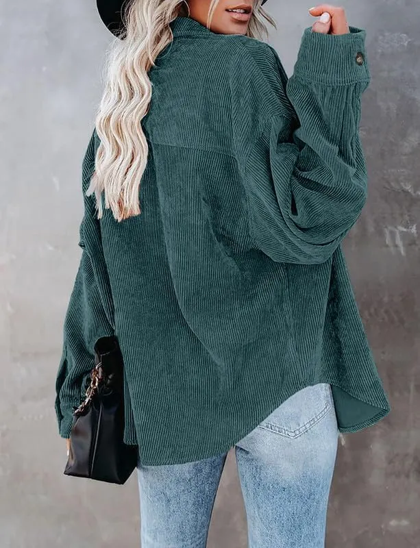 Women's Brushed Plaid Shirts Long Sleeve Flannel Lapel Button Down Cardigan Boyfriend Shacket Jacket Coats