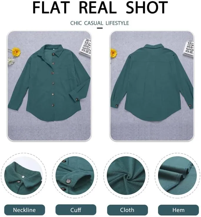 Women's Brushed Plaid Shirts Long Sleeve Flannel Lapel Button Down Cardigan Boyfriend Shacket Jacket Coats