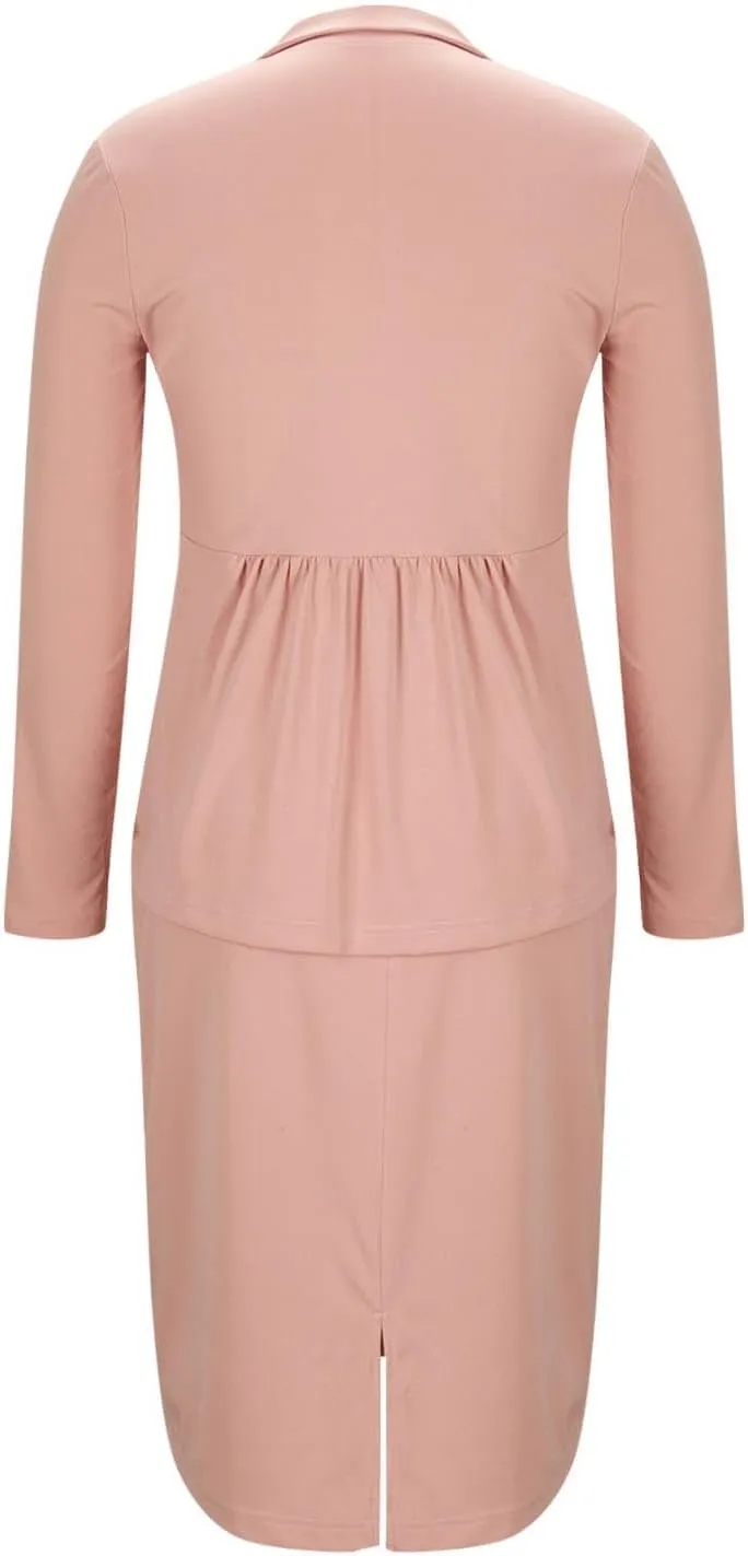 Women's Business Suit 2 Piece Long Sleeve Plus Size Skirt Suit Set Lady Blazer Office Work Slim Fit Jacket Outfit