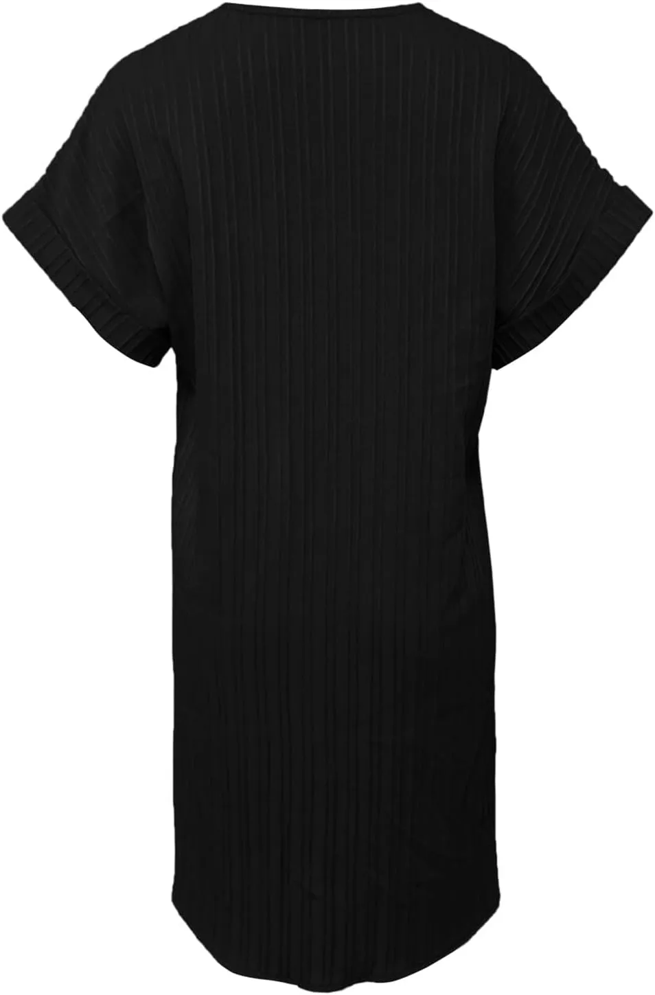 Womens Casual Shirt Dress Cap Sleeve Solid Color Button V Neck Shift Summer Dresses with Pockets