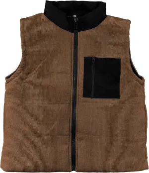 Women's Corduroy Puffer Vest Cropped Stand Collar Zip Up Color Block Vests Warm Gilet Jacket Outerwear with Pocket