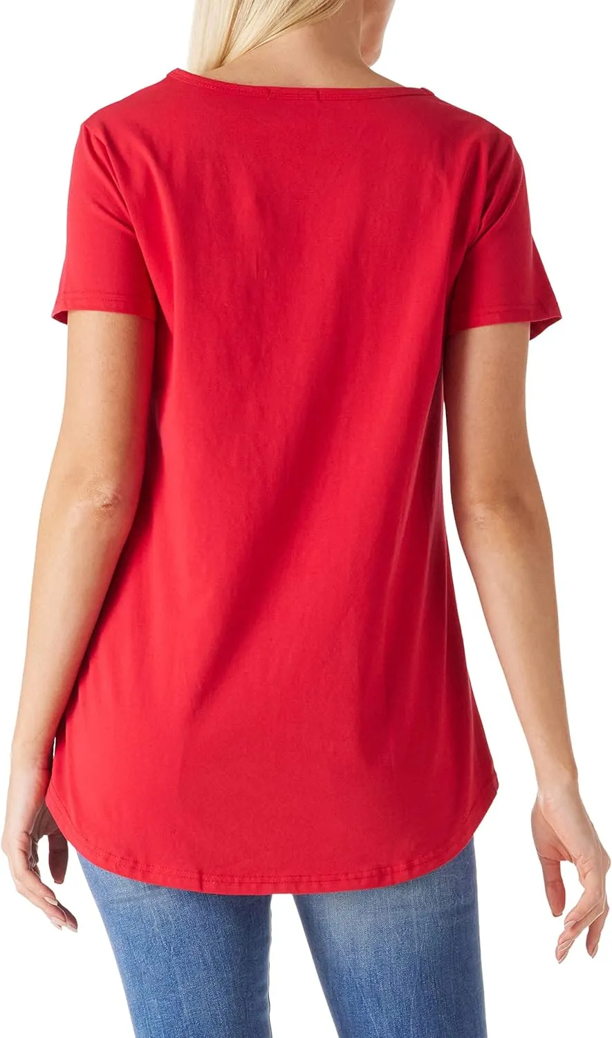 Women's Cotton Fitted Long Length T Shirts Short Sleeve Basic Comfy Tunic Tee Tops