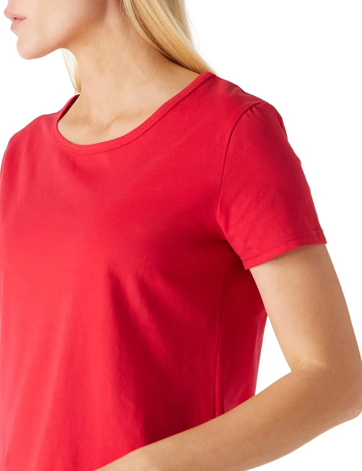 Women's Cotton Fitted Long Length T Shirts Short Sleeve Basic Comfy Tunic Tee Tops