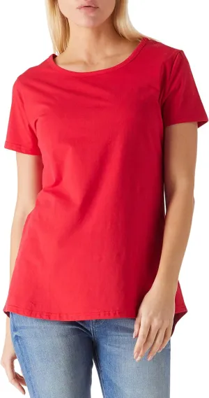Women's Cotton Fitted Long Length T Shirts Short Sleeve Basic Comfy Tunic Tee Tops