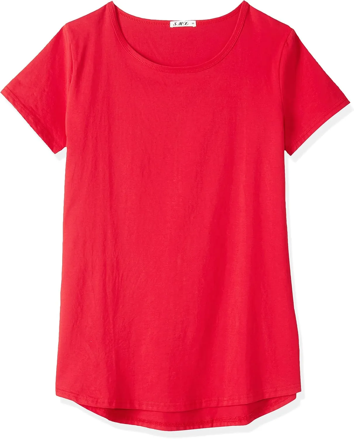 Women's Cotton Fitted Long Length T Shirts Short Sleeve Basic Comfy Tunic Tee Tops