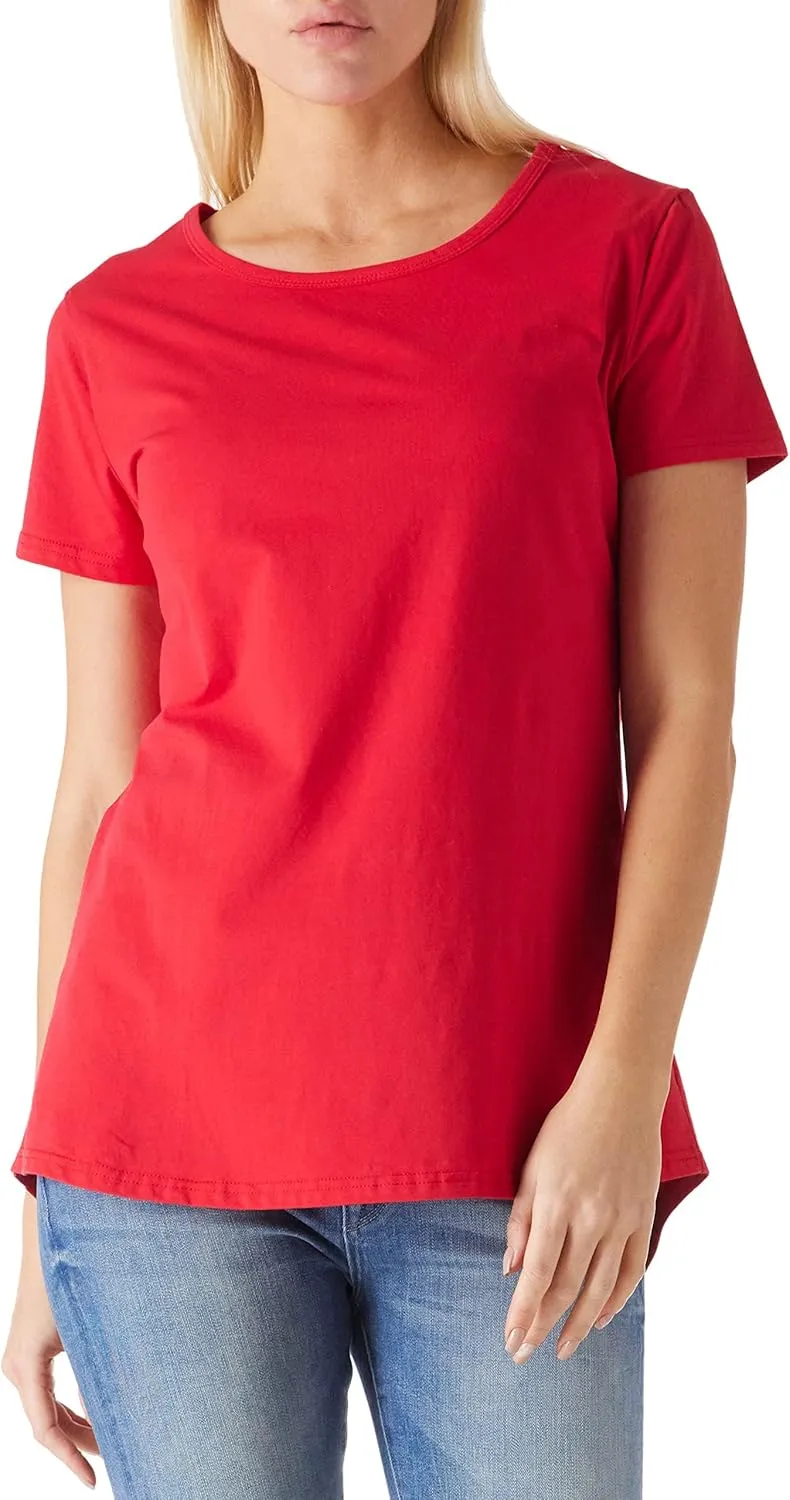 Women's Cotton Fitted Long Length T Shirts Short Sleeve Basic Comfy Tunic Tee Tops