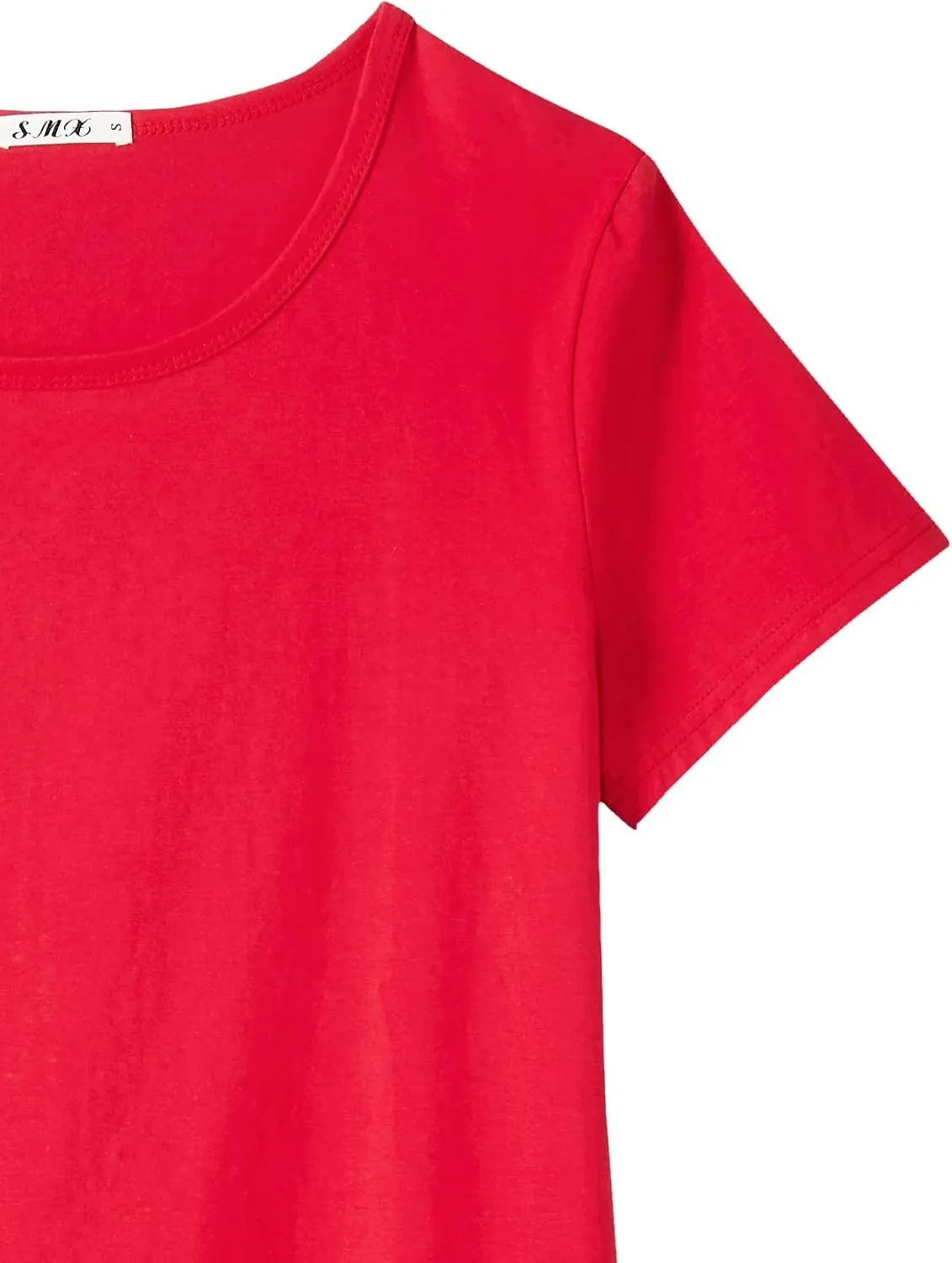 Women's Cotton Fitted Long Length T Shirts Short Sleeve Basic Comfy Tunic Tee Tops
