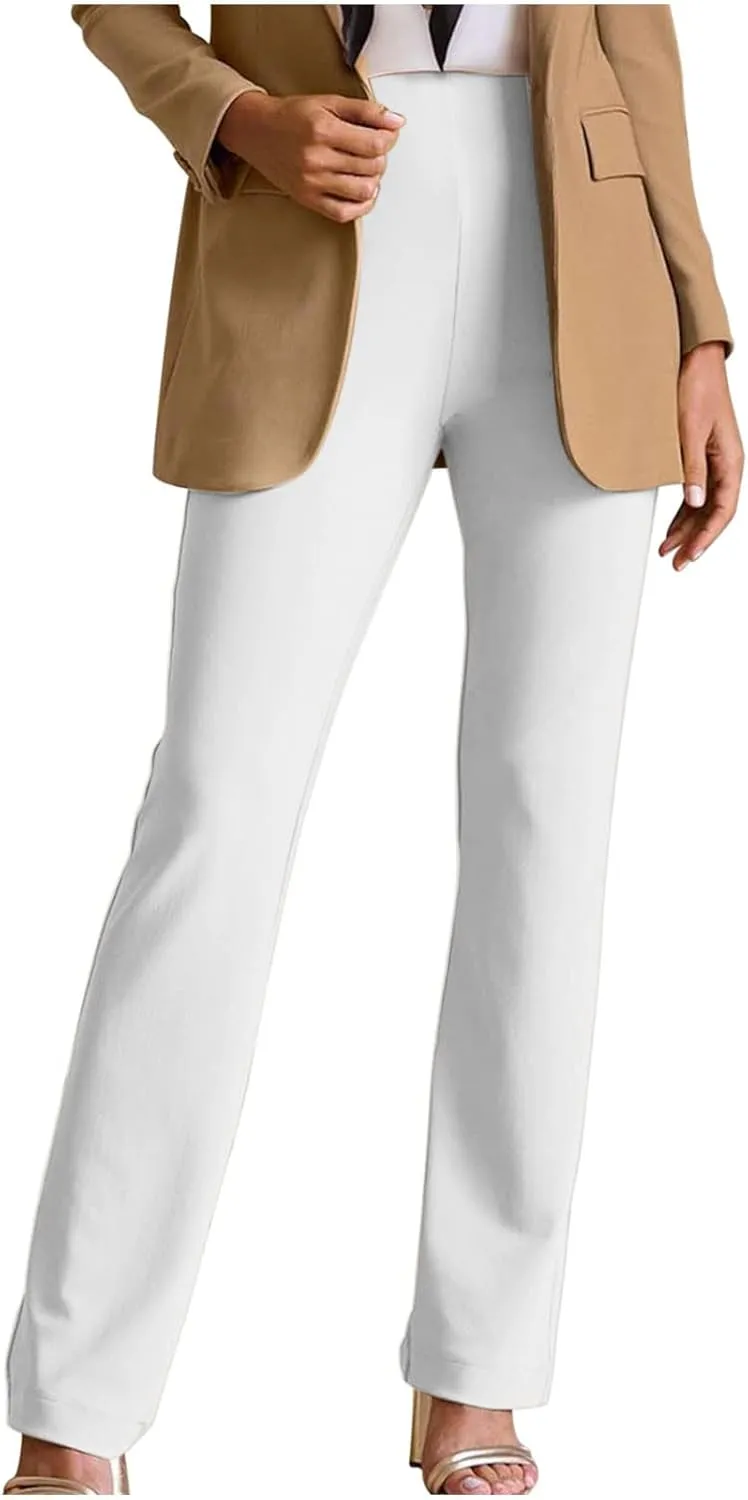 Womens Dress Pants Business Casual Work Pants High Waist Stretchy Bootcut Trousers Dressy Solid Pull On Office Pant