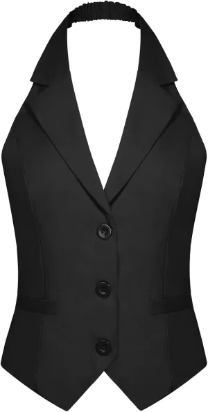 Women's Dressy Casual Versatile Vest Tuxedo Suit Waistcoat Business Button Up Sleeveless Vests