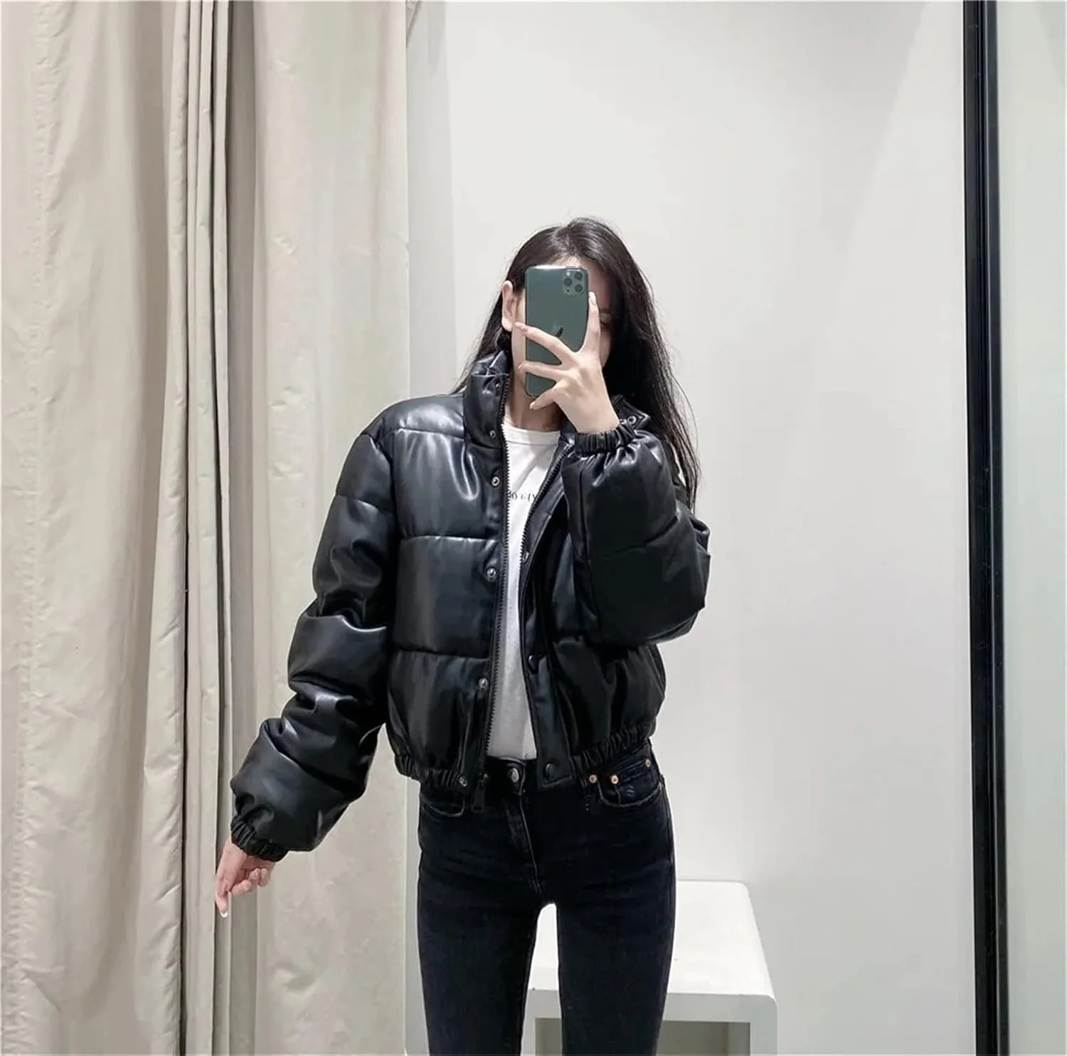 Women's Lightweight Long-Sleeve Full-Zip Water-Resistant Packable Puffer Jacket Casual Ultra Short Down Jacket
