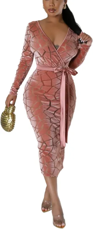 Women's Long Sleeve Stretch Sexy Curvy Club Party Dress Dress