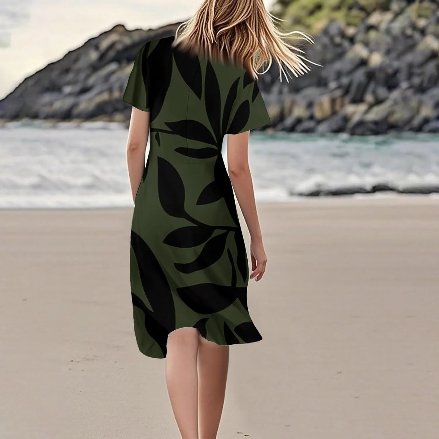 Womens Long Summer DressesLong Boho,Chiffon Midi Elegant Casual Wedding Guest Dress Below The Knee Length Dressess