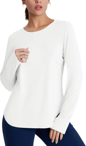 Women's Rash Guard Long Sleeve UV Sun Protection Shirts with Thin Hoodie UPF 50  Lightweight SPF Tops for Hiking