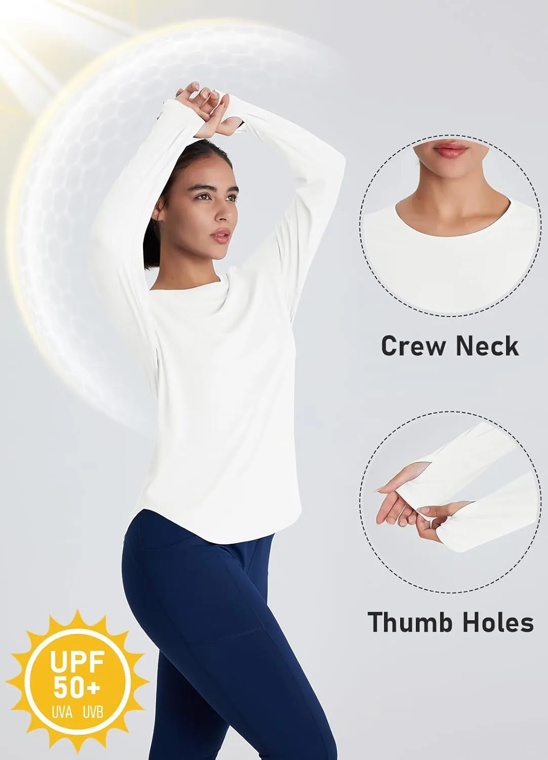 Women's Rash Guard Long Sleeve UV Sun Protection Shirts with Thin Hoodie UPF 50  Lightweight SPF Tops for Hiking