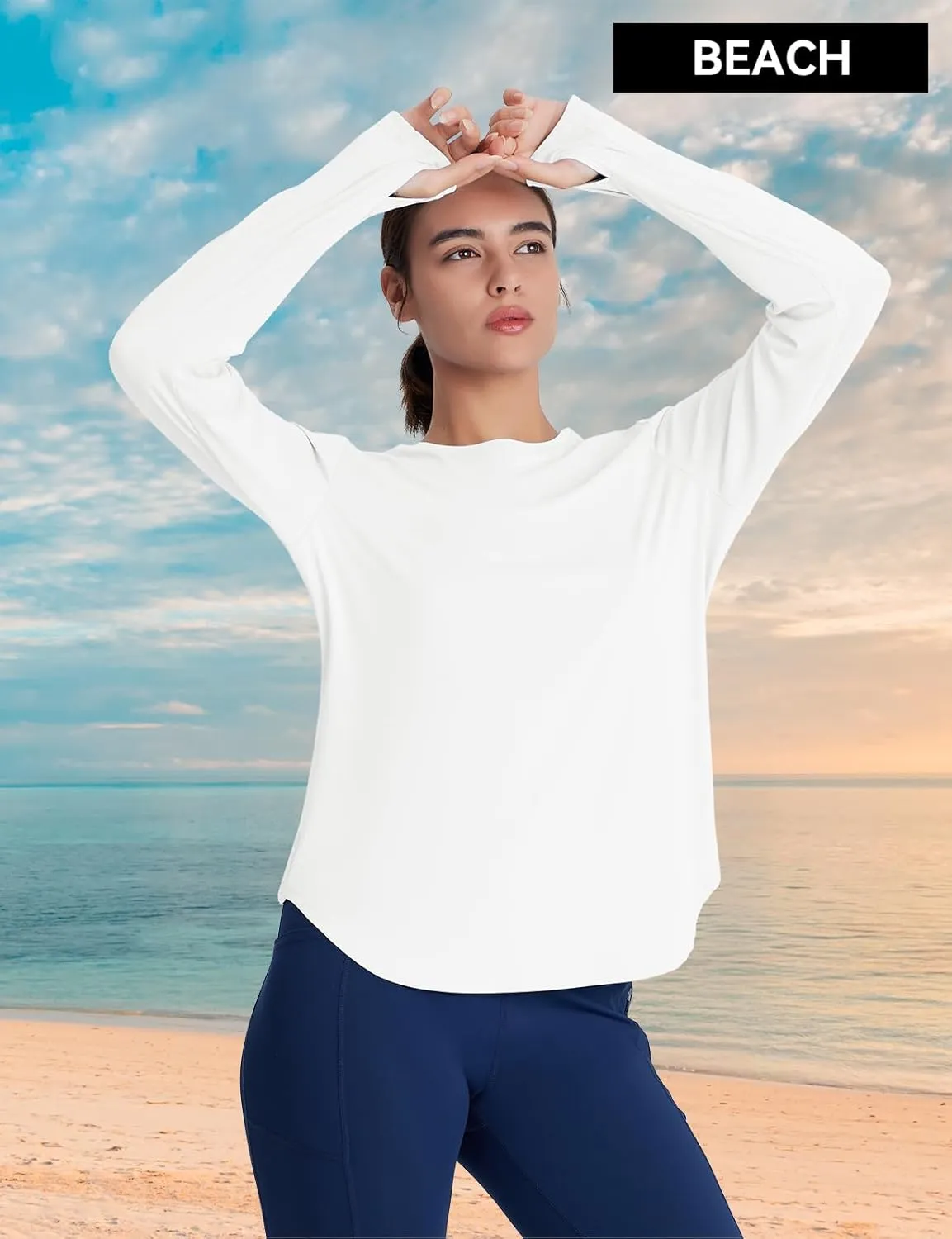 Women's Rash Guard Long Sleeve UV Sun Protection Shirts with Thin Hoodie UPF 50  Lightweight SPF Tops for Hiking