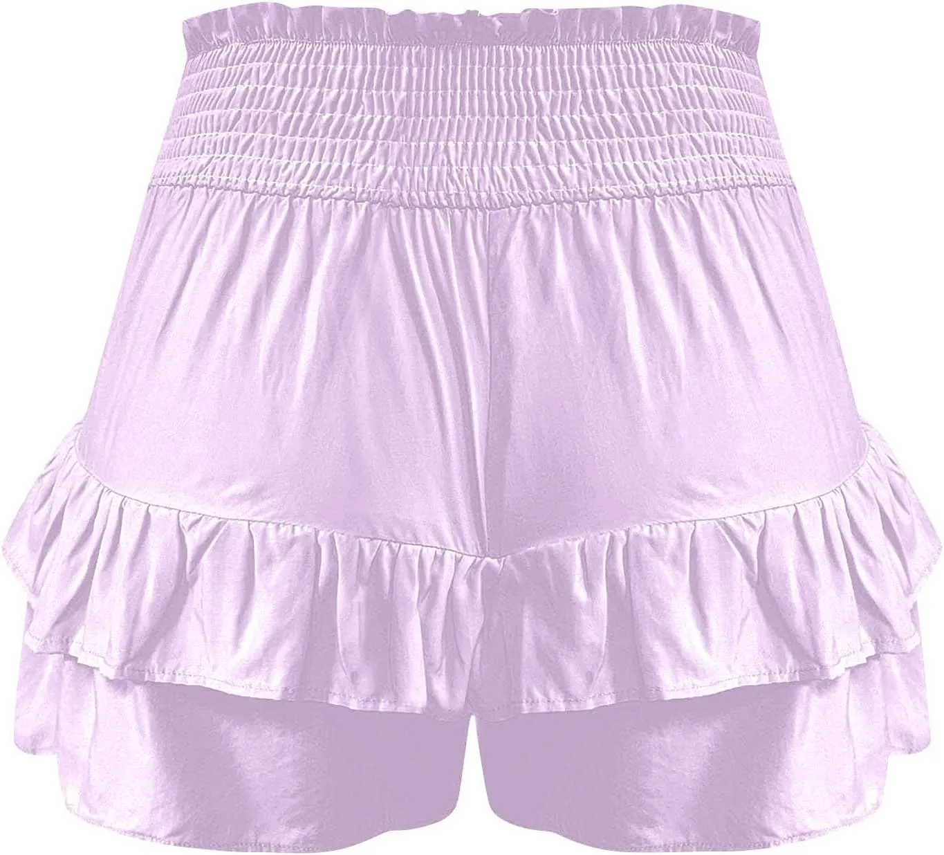 Womens Ruffle Flowy Shorts Casual Boho Elastic High Waisted Butterfly Shorts Cute Summer Tiered Tennis Skorts for Women