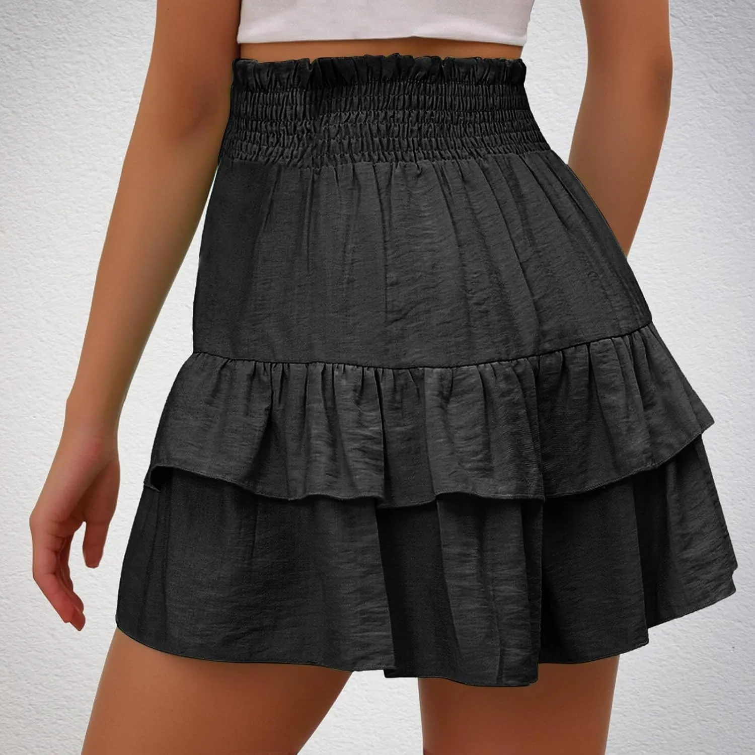 Womens Skorts Floral Ruffled Chiffon Flowy Boho Shorts High Waist Summer Casual Mini Shorts Beach Comfy Clothes