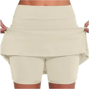 Womens Skorts with Pockets 2 in 1 Skorts Elastic High Waist Tummy Control Athletic Tennis Skirt Mini Short Skirts