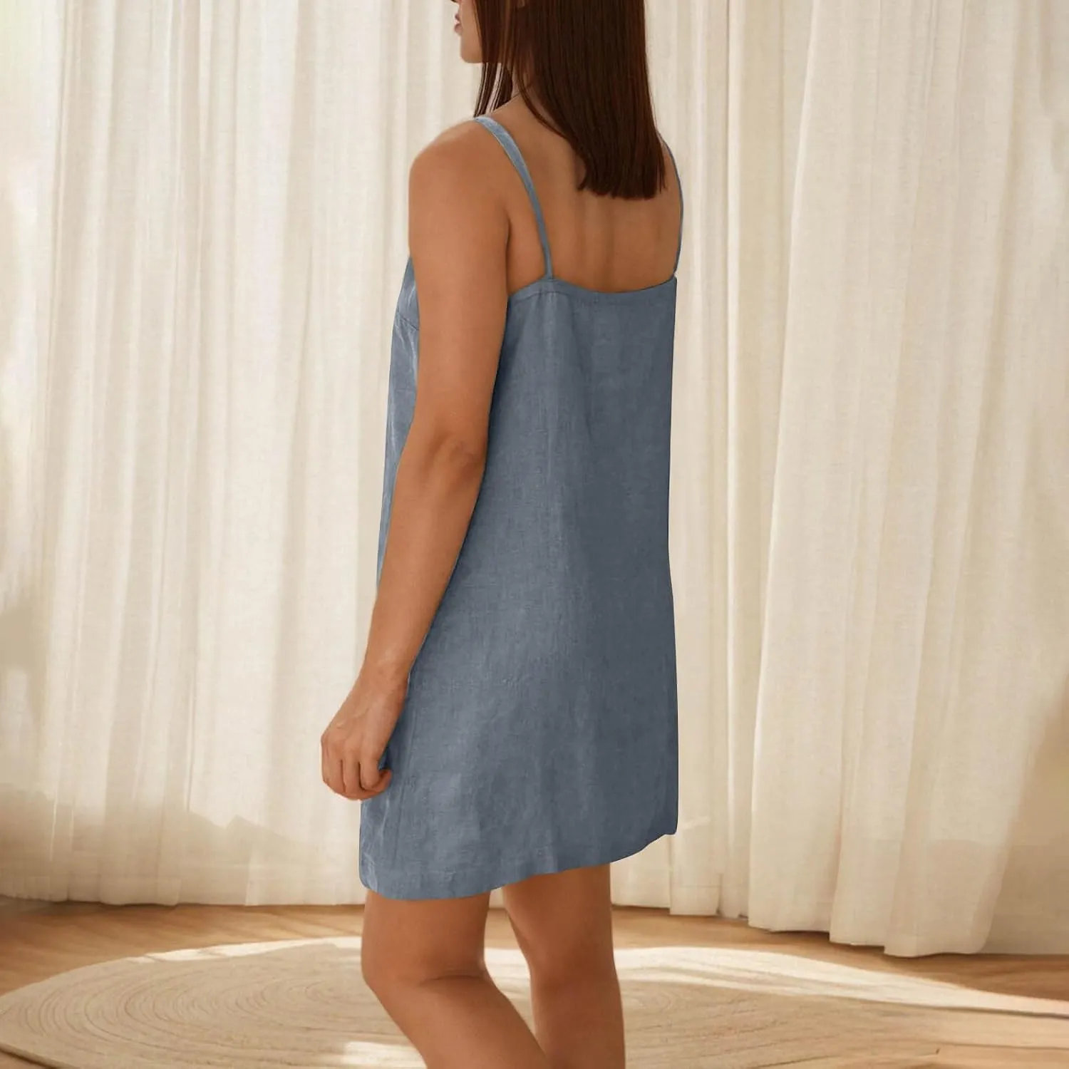 Women's Sleeveless Camisole Dress Summer V Neck Lightweight A-Line Dresses 2025 Casual Loose Comfy Beach Mini Dress