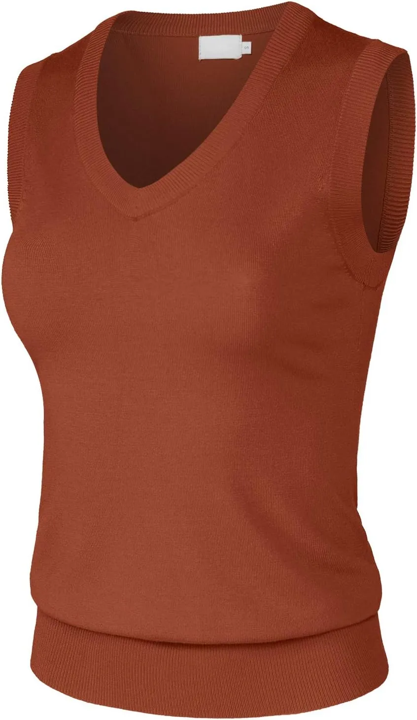 Women's Solid Basic V-Neck Sleeveless Soft Stretch Pullover Sweater Vest Top