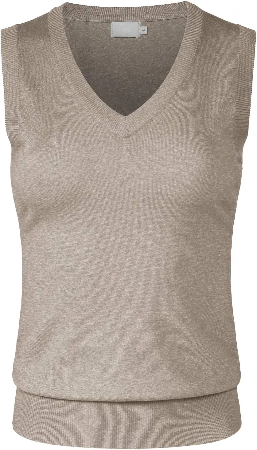 Women's Solid Basic V-Neck Sleeveless Soft Stretch Pullover Sweater Vest Top