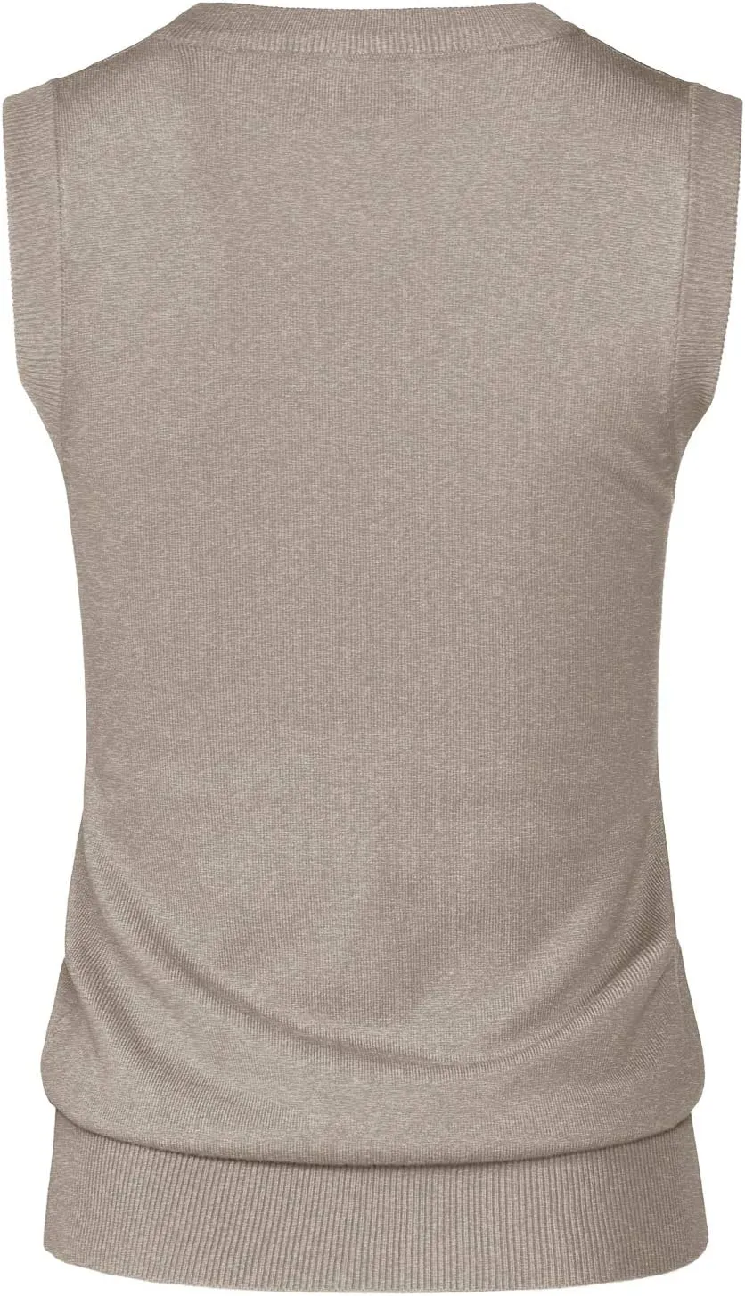 Women's Solid Basic V-Neck Sleeveless Soft Stretch Pullover Sweater Vest Top
