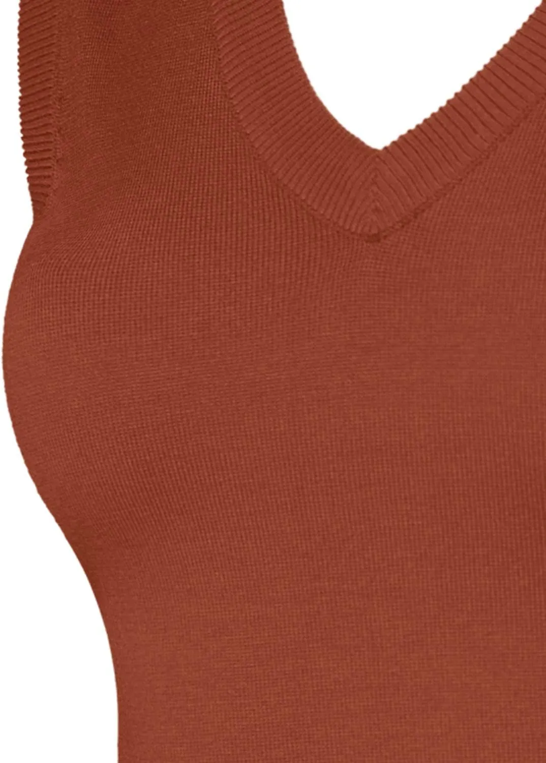Women's Solid Basic V-Neck Sleeveless Soft Stretch Pullover Sweater Vest Top