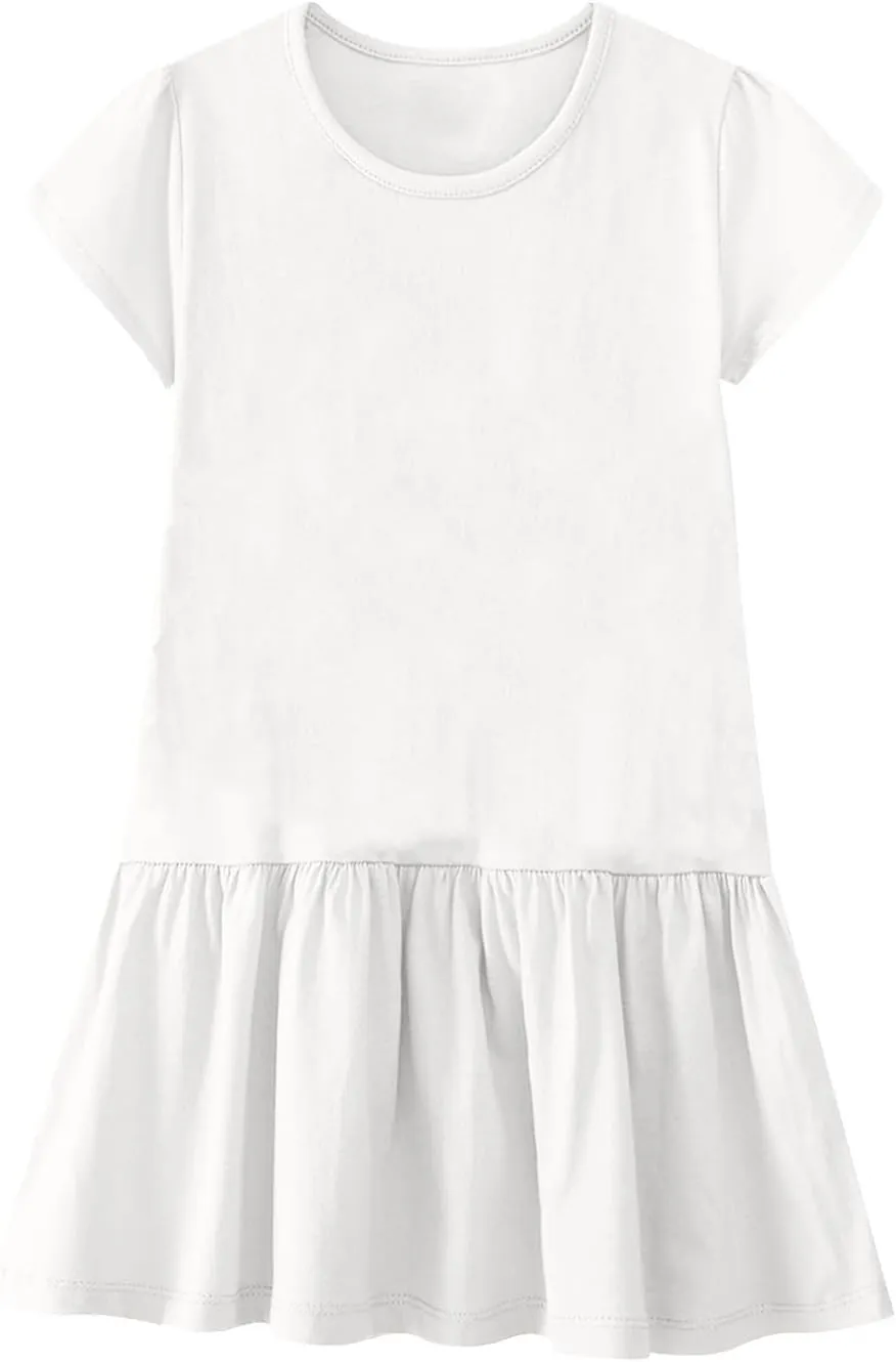 Womens Summer Beach Dress Casual Crewneck Loose Mini Short Sleeve Ruffle Hem Dresses 2025 Going Out Trendy Dress