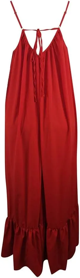 Women's Summer Casual Sleeveless Strappy Backless Maxi Dress Pleated Tiered Flowy Beach Vacation Long Dresses Sundress