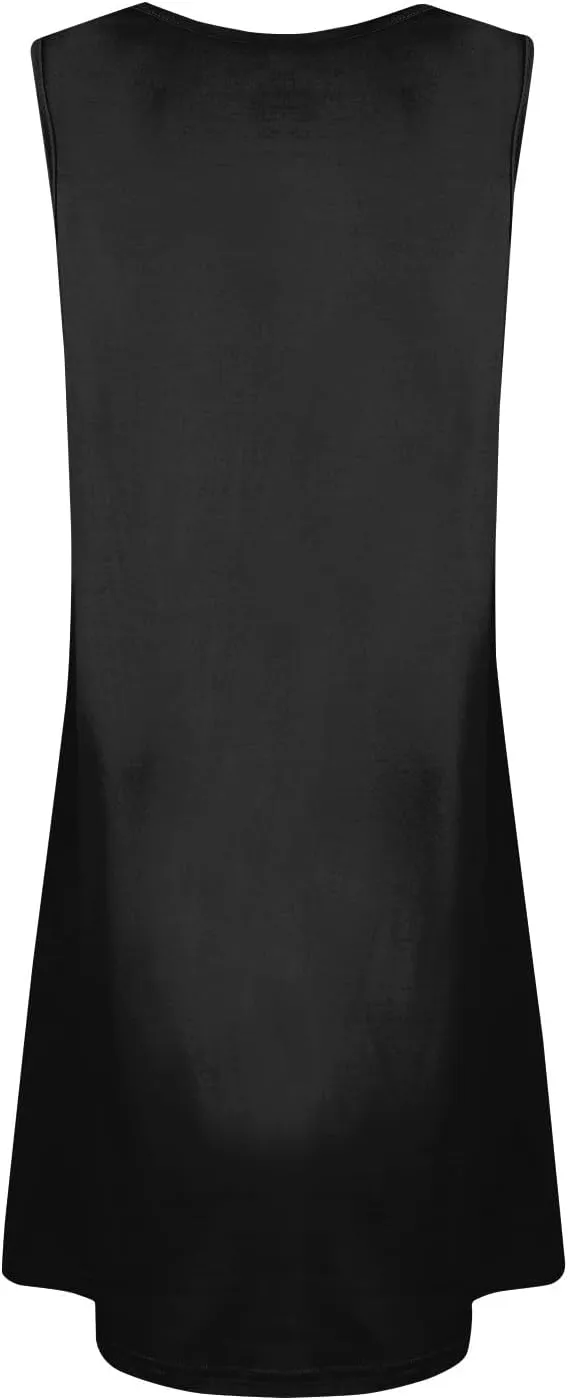 Women's Summer Sundresses Casual Loose Trendy Sleeveless V-Neck Solid Button Vacation Beach Dress Plus Size, S-3XL