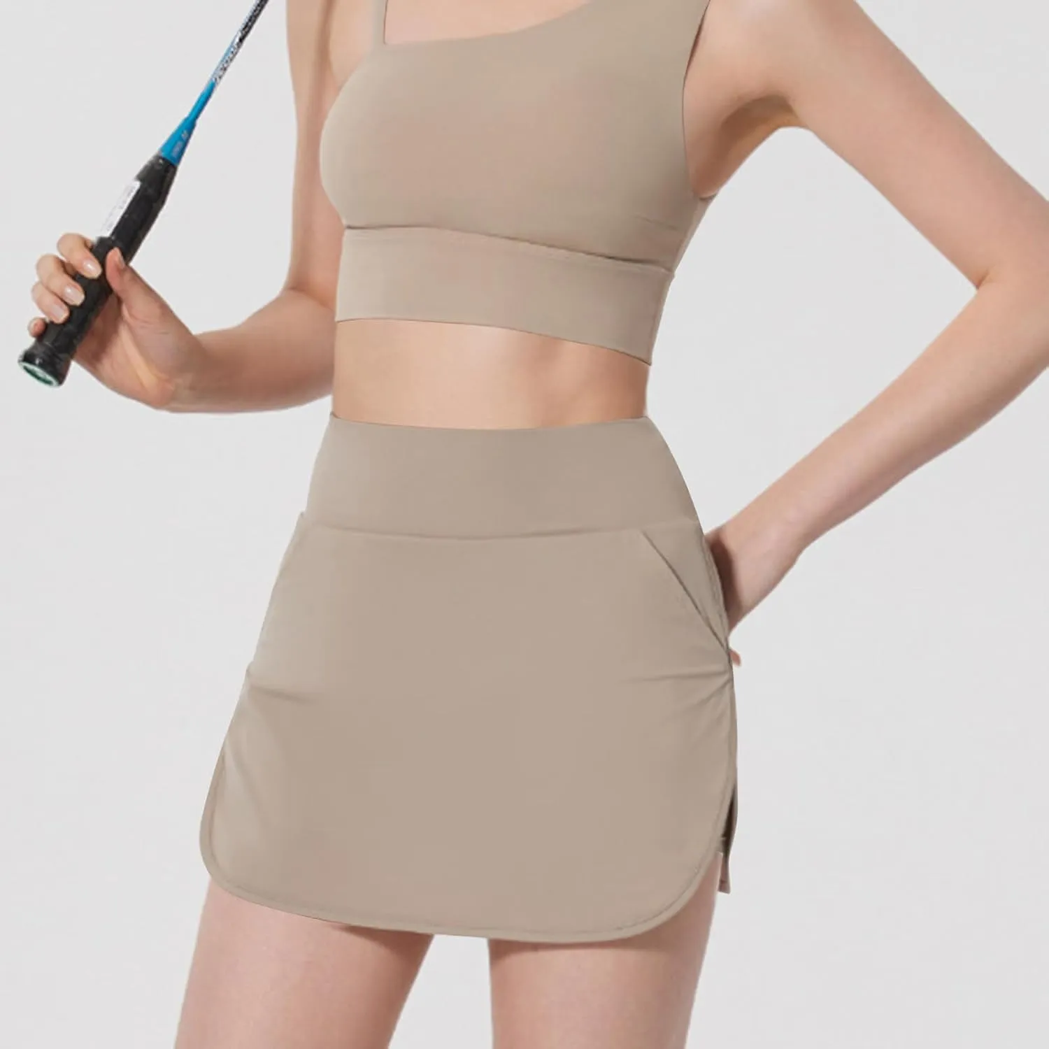 Women's Tennis Skirts Golf Skorts with Pockets High Waisted Side Slit Inner Shorts Yoga Athletic Workout Skirts