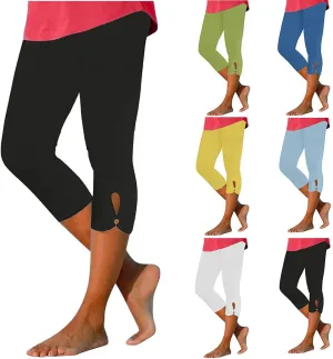 Womens Tummy Control High Waisted Leggings Summer Stretch Athletic Capri Causal Yoga Causal Shorts Pants