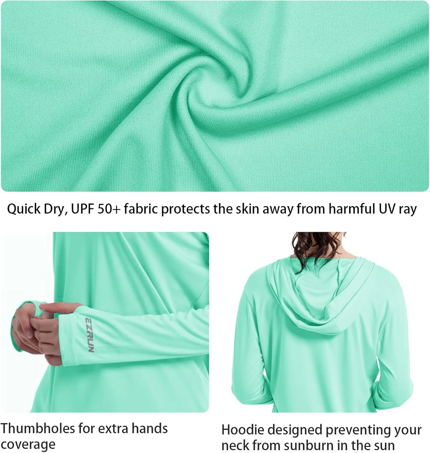 Women's UPF 50  UV Sun Protection Hoodie Shirt Dry Fit SPF Long Sleeve Sun Shirt Outdoor Performance Fishing Hiking Shirts
