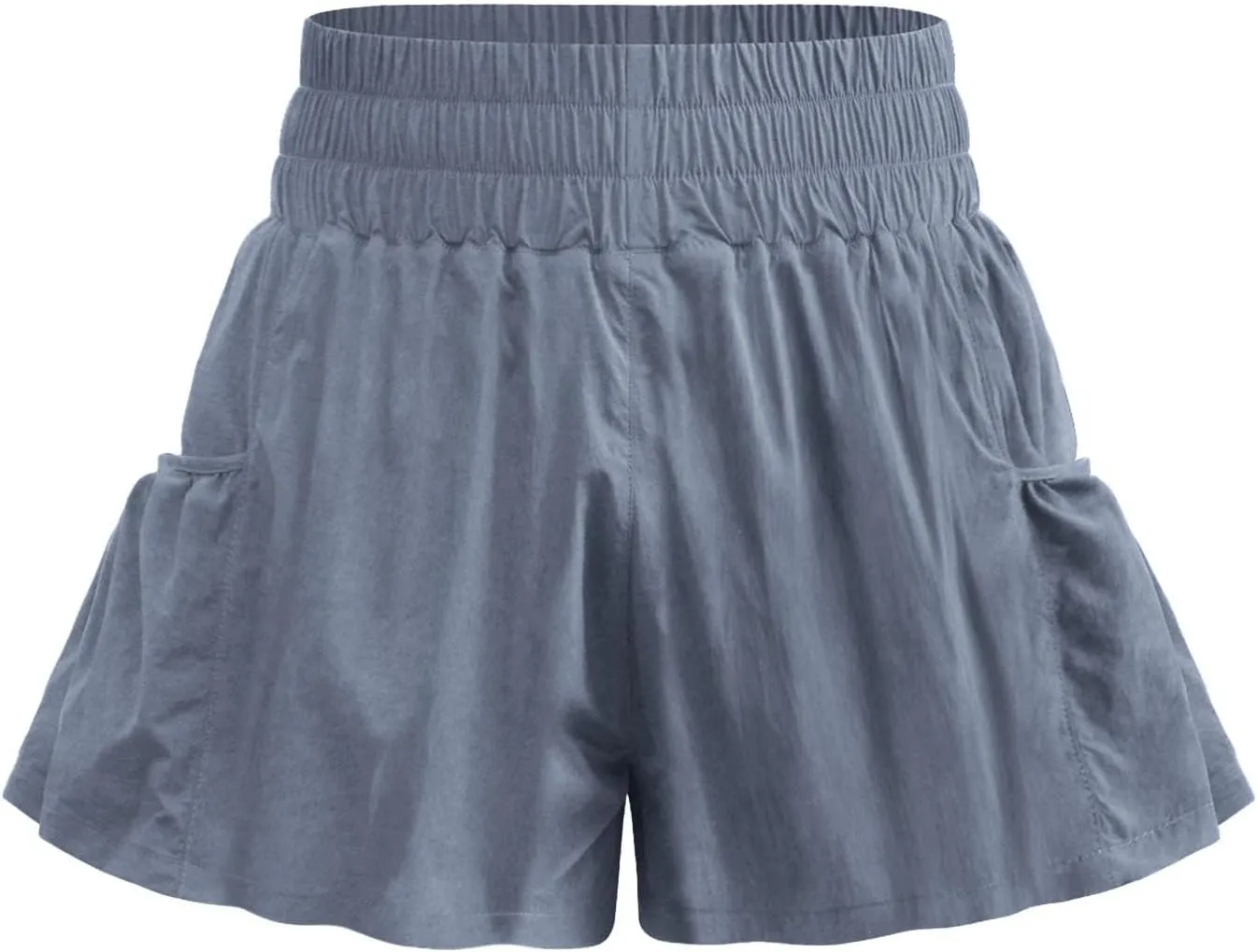 Women's Workout Skirt Ruffle Hem Athletic Running Skorts Elastic High Waisted Wide Leg Lightweight Gym Shorts with Pockets