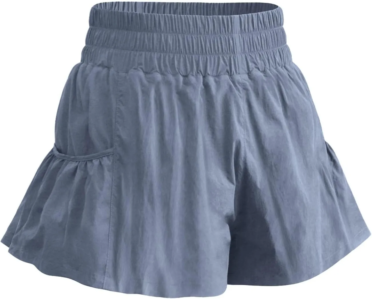Women's Workout Skirt Ruffle Hem Athletic Running Skorts Elastic High Waisted Wide Leg Lightweight Gym Shorts with Pockets