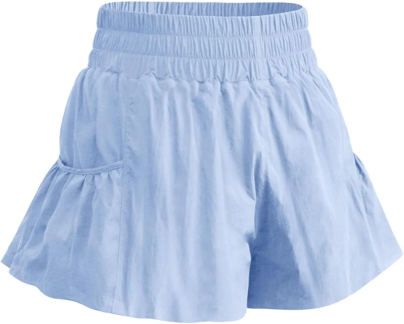 Women's Workout Skirt Ruffle Hem Athletic Running Skorts Elastic High Waisted Wide Leg Lightweight Gym Shorts with Pockets