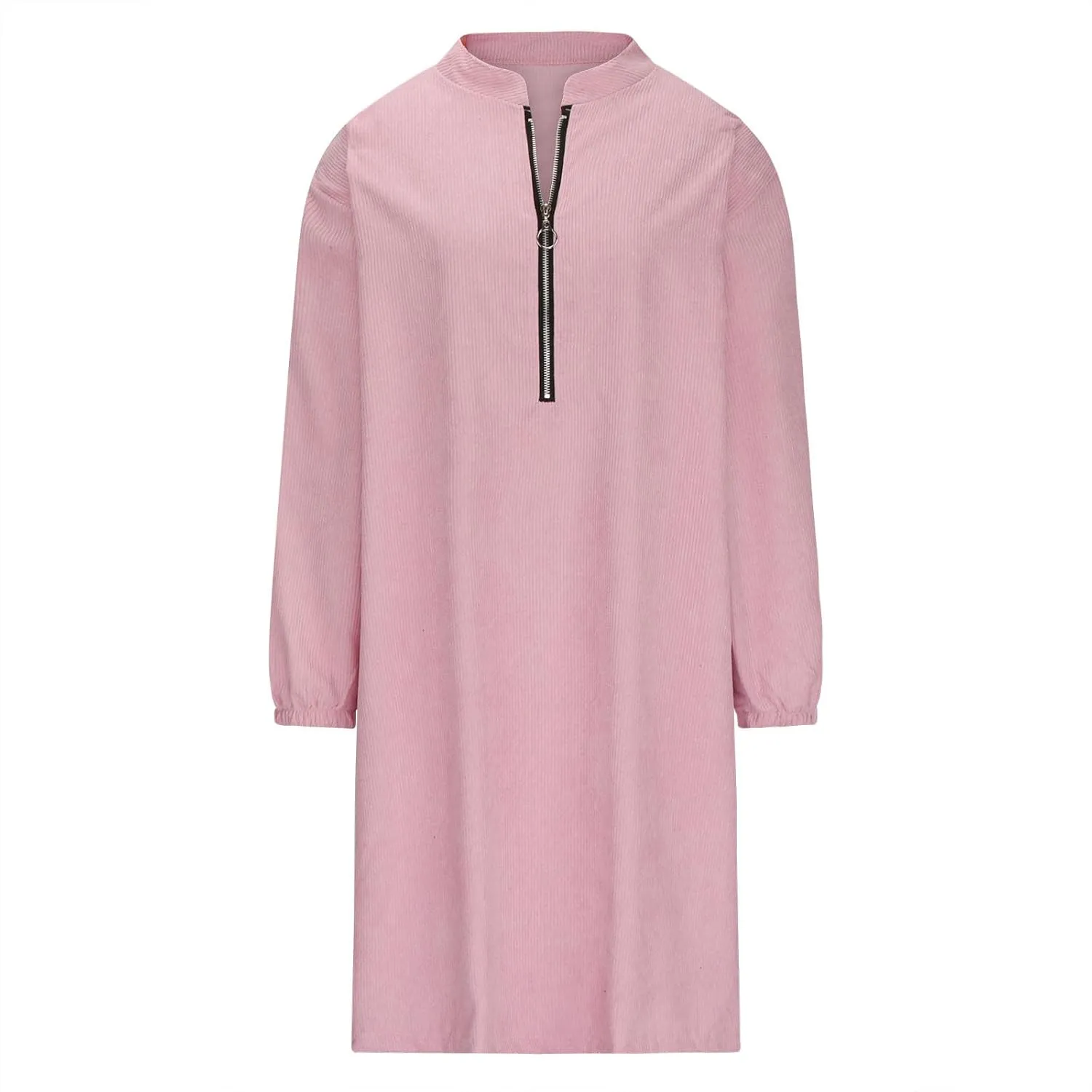 Women's Zip Up Front V Neck Long Sleeve Midi Casual Shift Dresses Plus Size Colorblock Midi Dress Comfy Sweater Dress