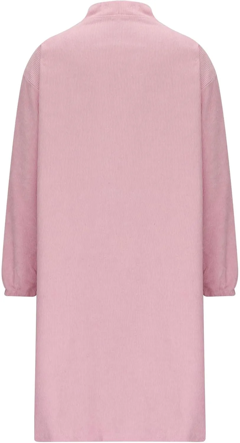 Women's Zip Up Front V Neck Long Sleeve Midi Casual Shift Dresses Plus Size Colorblock Midi Dress Comfy Sweater Dress