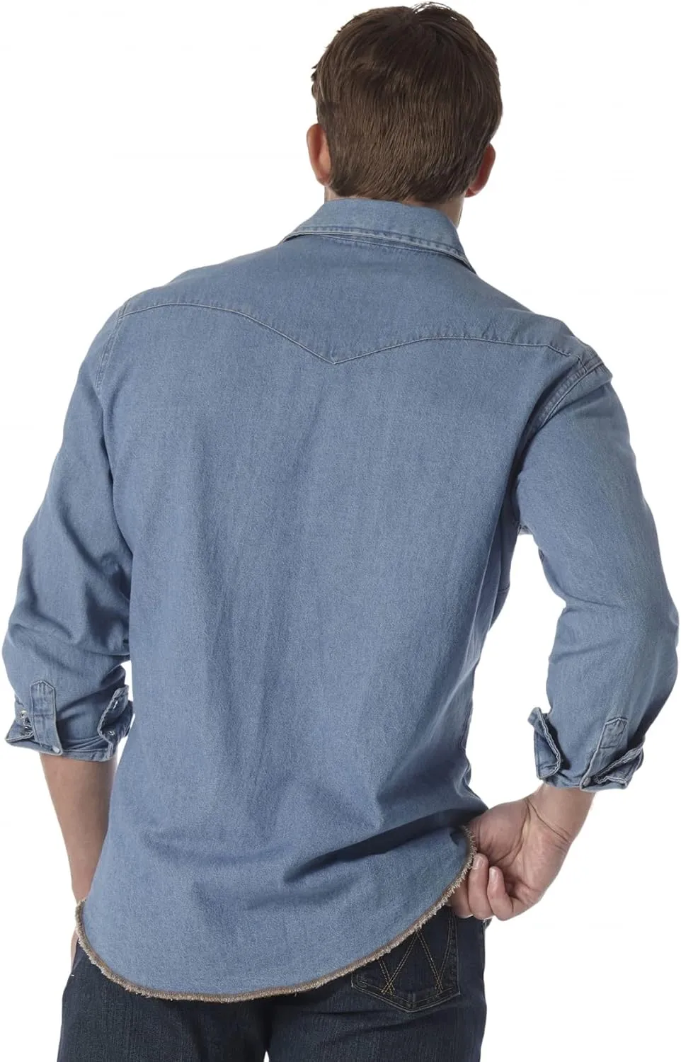 Wrangler Men's Cowboy Cut Western Long Sleeve Snap Work Shirt Washed Finish