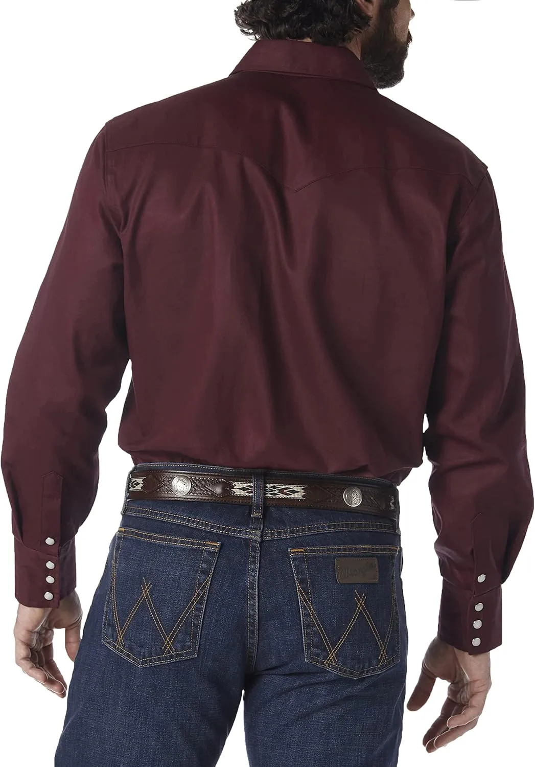 Wrangler Men's Cowboy Cut Work Western Long-Sleeve Snap Work Shirt Firm Finish